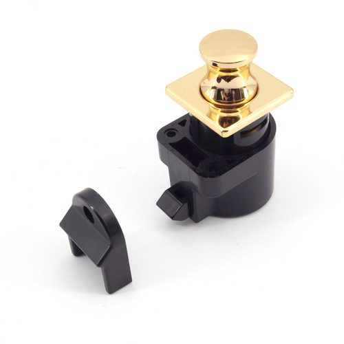 Sugatsune DPL-SQ-G: 1-1/4" Square Push Knob Latch - Gold