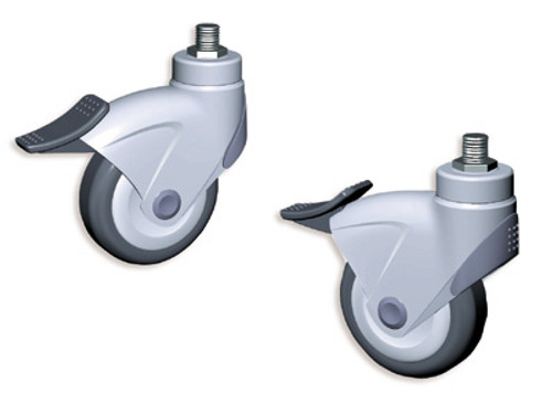 M16 Threaded Bolt Dual Brake Caster - Grey