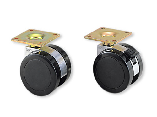 Plate Mount Double Wheel Caster with Brake - 438 lb. Load Capacity