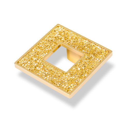 Topex 35mm cc Contemporary Flat Square Cabinet knob - Swarovski Crystal/Gold