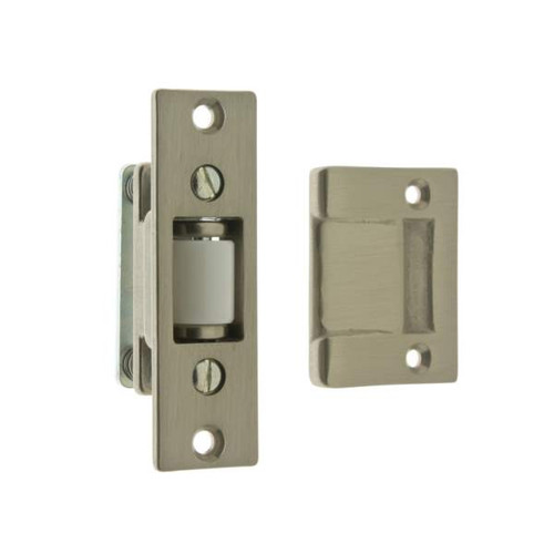 IDH Brass 12017-015: 3-3/8" Heavy Duty Silent Roller Latch w/Strike - Satin Nickel