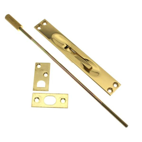 IDH Brass 11020-003: 6-3/4" Extension Flush Bolt w/12" Rod - Polished Brass