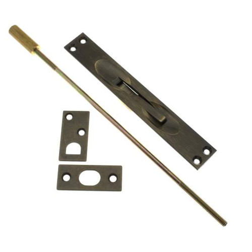 IDH Brass 11020-005: 6-3/4" Extension Flush Bolt w/12" Rod - Antique Brass