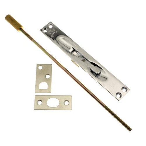 IDH Brass 11020-014: 6-3/4" Extension Flush Bolt w/12" Rod - Bright Nickel