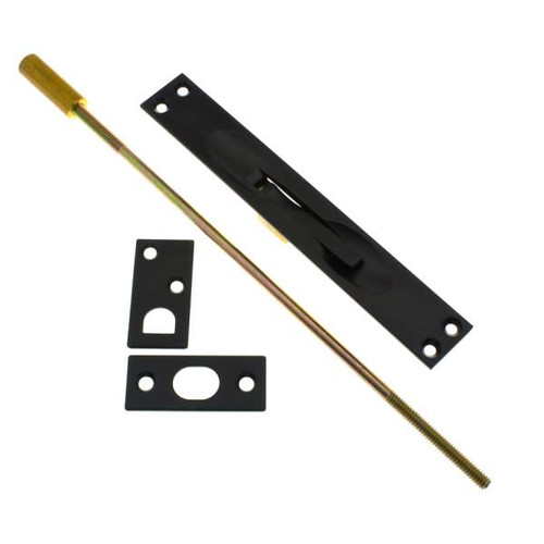 IDH Brass 11020-019: 6-3/4" Extension Flush Bolt w/12" Rod - Matte Black
