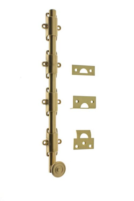 IDH Brass 11288S-004: 36" Heavy Duty Surface Bolt w/Swirl Knob - Satin Brass