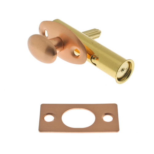 IDH Brass 28500-008: 2-1/2" Mortise Door Bolt - Bright Copper