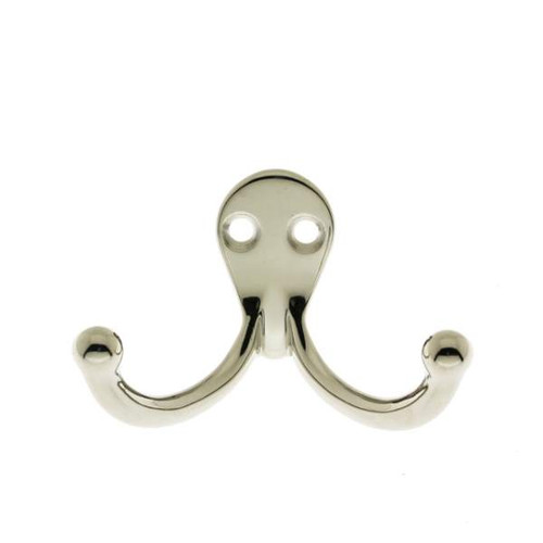 IDH by St. Simons 17016-014 Solid Brass Double Hook Bright Nickel