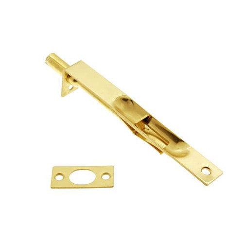 IDH Brass 11010-003: 6" Solid Brass Flush Bolt Square Ends - Polished Brass