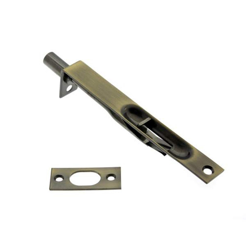 IDH Brass 11010-005: 6" Solid Brass Flush Bolt Square Ends - Antique Brass