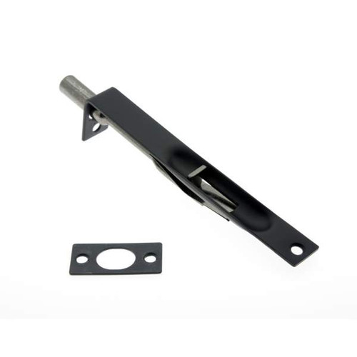 IDH Brass 11010-019: 6" Solid Brass Flush Bolt Square Ends - Matte Black