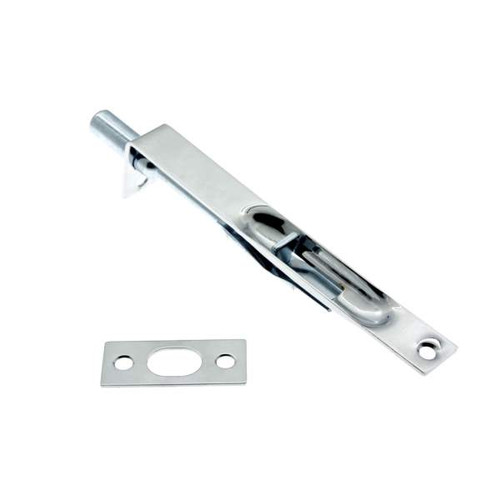 IDH Brass 11010-026: 6" Solid Brass Flush Bolt Square Ends - Polished Chrome