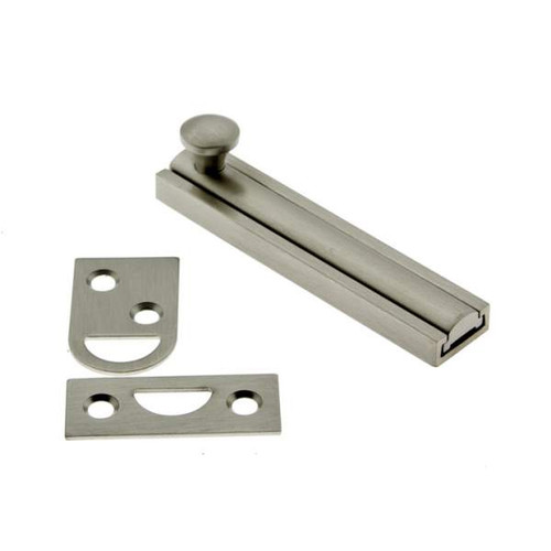 IDH Brass 11044-015: 4" Classic Solid Brass Surface Bolt - Satin Nickel