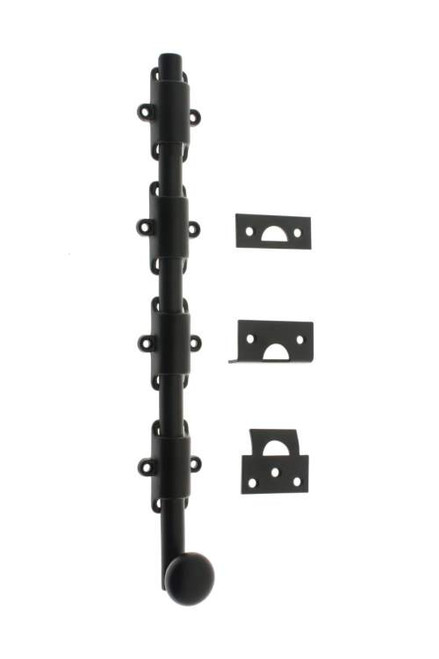 IDH Brass 11282-019: 24" Heavy Duty Surface Bolt w/Round Knob - Matte Black