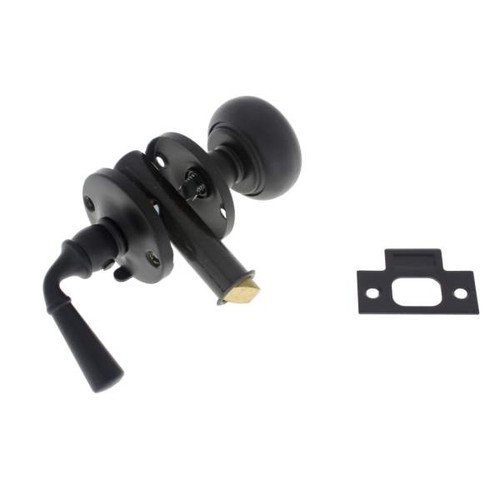 IDH Brass 21250-019: Storm Screen Door Latch Set w/Knob & Lever - Matte Black