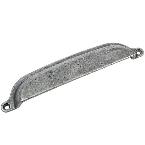 MNG 84864: Riverstone 6" cc Cup Cabinet Pull - Distressed Pewter MNG 84864: Riverstone 6" cc Cup Cabinet Pull - Distressed Pewter