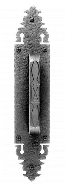 Acorn WPEBP: 15" Warwick Door Pull With Escutcheon Plate - Rough Iron