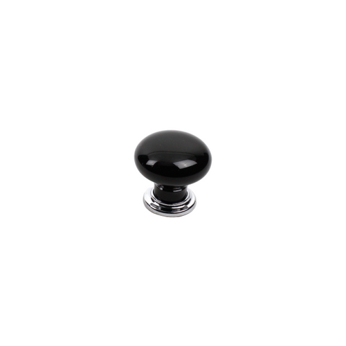 Century 27417-26BK: 1-3/8" Nordic Cabinet Knob - Polished Chrome/ Plain Black
