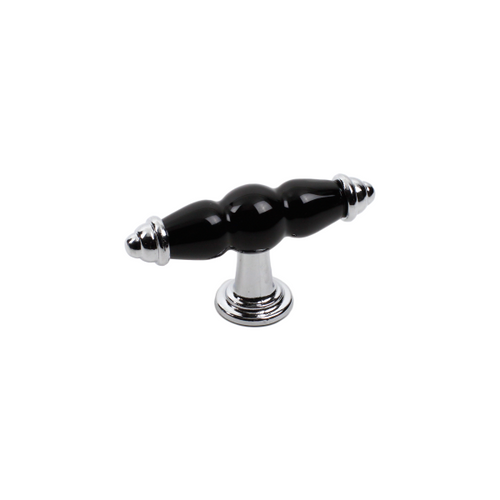 Century 27429-26BK: 3-3/8" Nordic T-Cabinet Knob - Polished Chrome/Black
