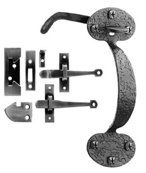 Acorn RTHBR: 6-3/4" Bean Combination Rim Latch - Black Rough Iron