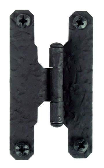 Acorn RH2BQ: 3" H Cabinet Hinge with 3/8" Offset (pair) - Black Rough Iron