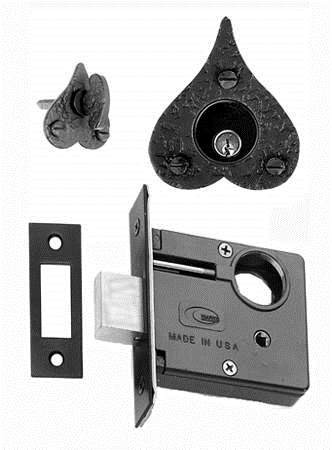 Acorn RTQBI: 2-3/4" Backset Heart Mortise Deadbolt - Black Rough Iron