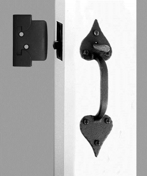 Acorn RTXBI: 9-1/4" Heart Double Handle Drop Latch Set - Rough Iron Acorn RTXBI: 9-1/4" Heart Double Handle Drop Latch Set - Rough Iron