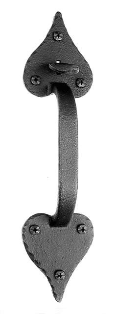 Acorn RTYBG: 10-5/8" Heart Door Handle - Black Rough Iron