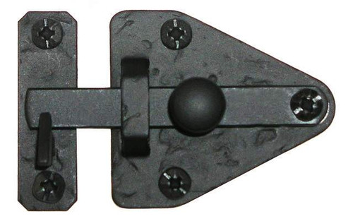 Acorn RL1BP: 2-13/16" Arrowhead Drop Bar Cabinet Latch - Black Rough Iron