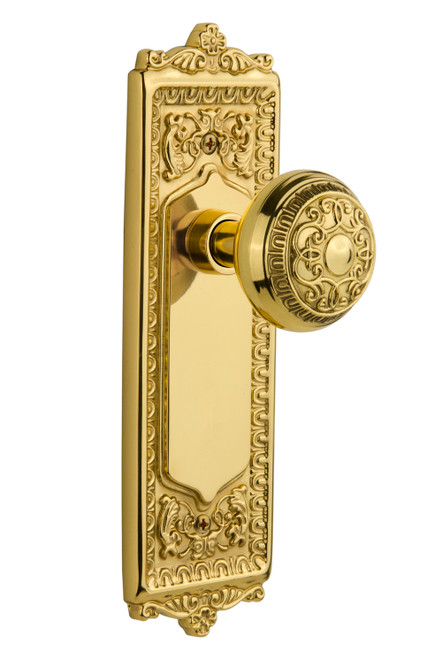 Nostalgic 701260: Egg & Dart Backplate w/Egg & Dart Knob Privacy Door Set - Polished Brass