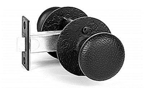 Acorn RUGBI: 2-3/8" Double Knob Passage Set w/Round Rose - Black Rough Iron Acorn RUGBI: 2-3/8" Double Knob Passage Set w/Round Rose - Black Rough Iron