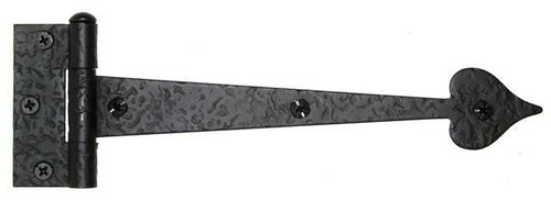 Acorn RI5BP: 9" Heart Strap Hinge - Black Rough Iron
