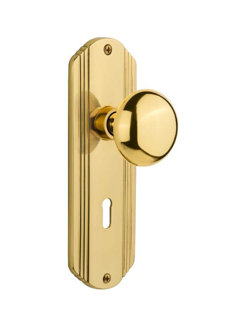 Nostalgic 702614: Mortise Deco-Plate with New York Knob - Polished Brass