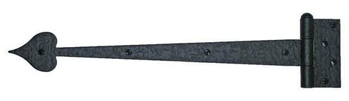 Acorn RI7BP: 17" Heart Strap Hinge - Black Rough Iron