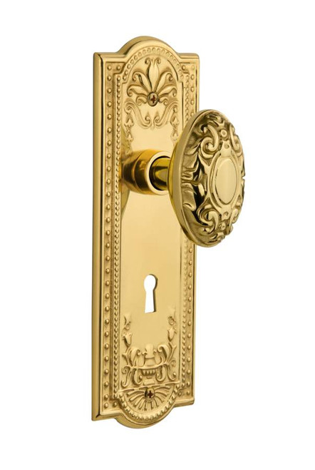 Nostalgic 702369: Mortise Meadows Plate w/ Victorian Knob - Unlacquered Brass