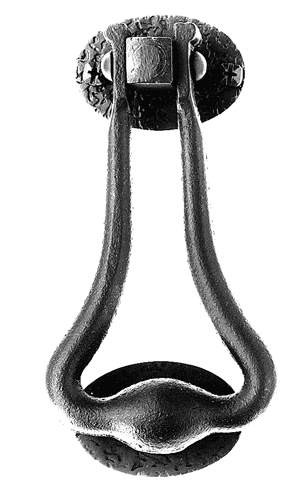 Acorn RM4BG: 6-1/2" Bean Rustic Door Knocker - Black Rough Iron