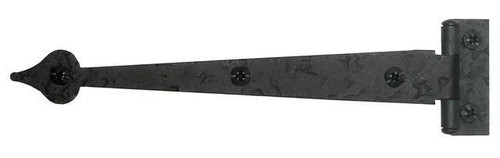 Acorn RI9BQ: 6-1/2" Heart Cabinet Strap Hinge w/3/8" Offset (pair) - Black Rough Iron Acorn RI9BQ: 6-1/2" Heart Cabinet Strap Hinge w/3/8" Offset (pair) - Black Rough Iron
