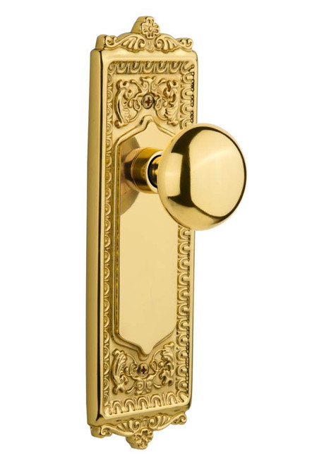 Nostalgic 702855: Egg & Dart Backplate w/New York Knob Single Dummy Door Set - Unlacquered Brass
