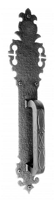Acorn WPABP: 17" Warwick Door Pull With Escutcheon Plate - Rough Iron