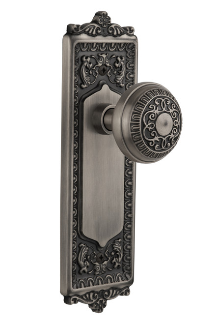 Nostalgic 704150: Egg & Dart Backplate w/Egg & Dart Knob Single Dummy Door Set - Antique Pewter