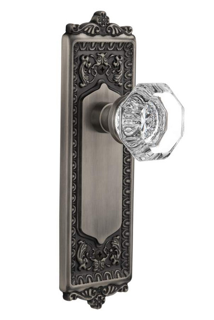 Nostalgic 704225: Egg & Dart Backplate w/Waldorf Knob Privacy Door Set - Antique Pewter
