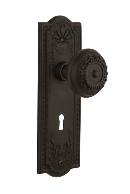 Nostalgic 704299: Meadows Backplate w/Meadows Knob Passage Door Set - Oil-Rubbed Bronze