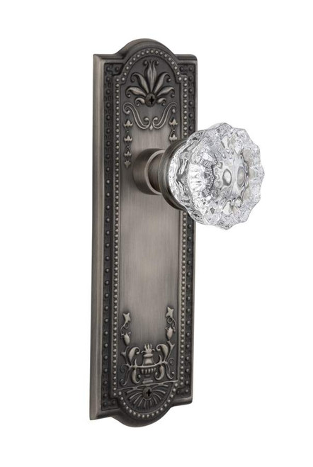 Nostalgic 704310: Meadows Backplate w/Clear Crystal Glass Knob Single Dummy Door Set - Antique Pewter