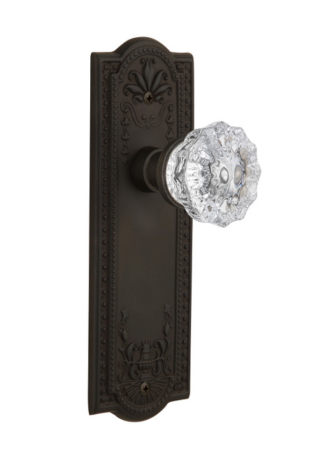 Nostalgic 704311: Meadows Backplate w/Clear Crystal Glass Knob Single Dummy Door Set - Oil-Rubbed Bronze