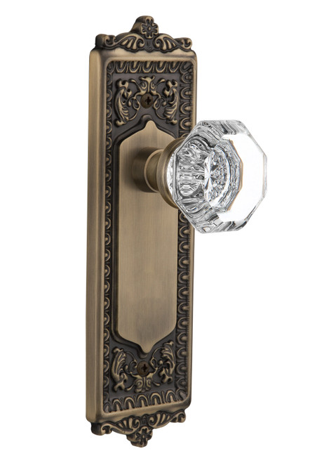 Nostalgic 704246: Egg & Dart Backplate w/Waldorf Knob Single Dummy Door Set - Antique Brass