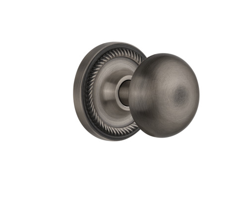 Nostalgic 702582: Rope Rosette w/New York Knob Passage Door Set - Antique Pewter
