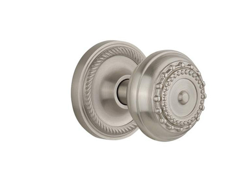 Nostalgic 702514: Rope Rosette w/Meadows Knob Single Dummy Door Set - Satin Nickel