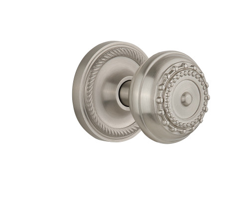 Nostalgic 702514: Rope Rosette w/Meadows Knob Single Dummy Door Set - Satin Nickel