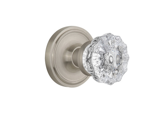 Nostalgic 702175: Classic Rosette w/Clear Crystal Glass Knob Single Dummy Door Set - Satin Nickel