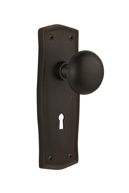 Nostalgic 704462: Prairie Backplate w/New York Knob Single Dummy Door Set - Oil-Rubbed Bronze